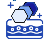 Abstract blue hexagon graphic representing skin layers and pigmentation pathways.